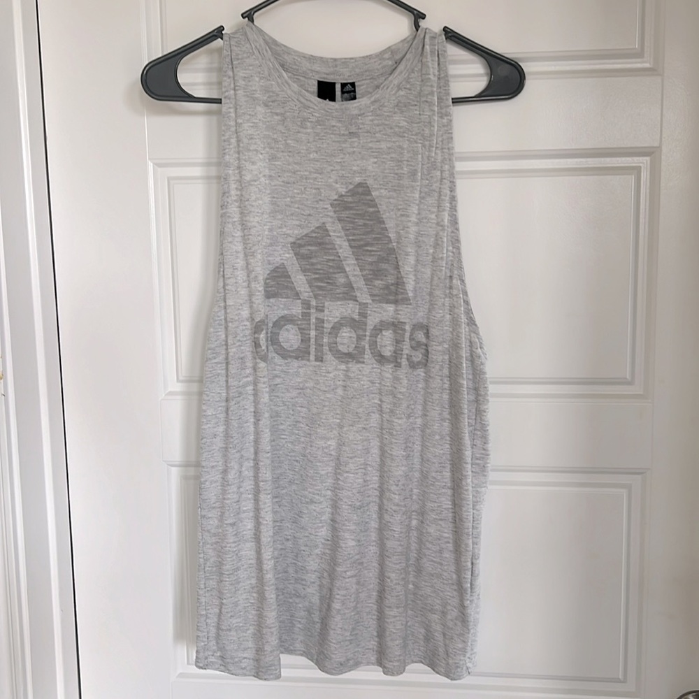 Adidas light gray workout tank top size small